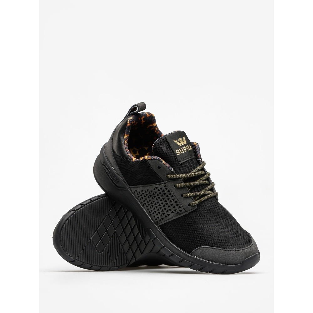 Supra Scissor Black Leopard Print Lined Athletic Sneakers Shoes US 5.5 Designer